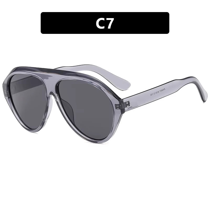 2025 New Trendy Goggles Glasses Big Face Women Sunglasses Women'S Sunscreen UV Protective Sunshade Concave Design