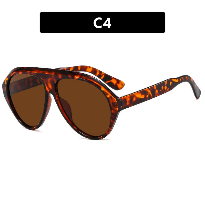 2025 New Trendy Goggles Glasses Big Face Women Sunglasses Women'S Sunscreen UV Protective Sunshade Concave Design